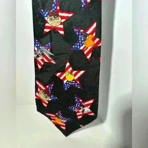 Vintage Looney Tunes Flag Neck Tie, Patriotic and Fun
